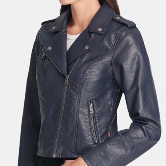 Levi's Jackets & Blazers - Levi’s Faux Leather Dark Navy Moto▪️NWT, New, HP